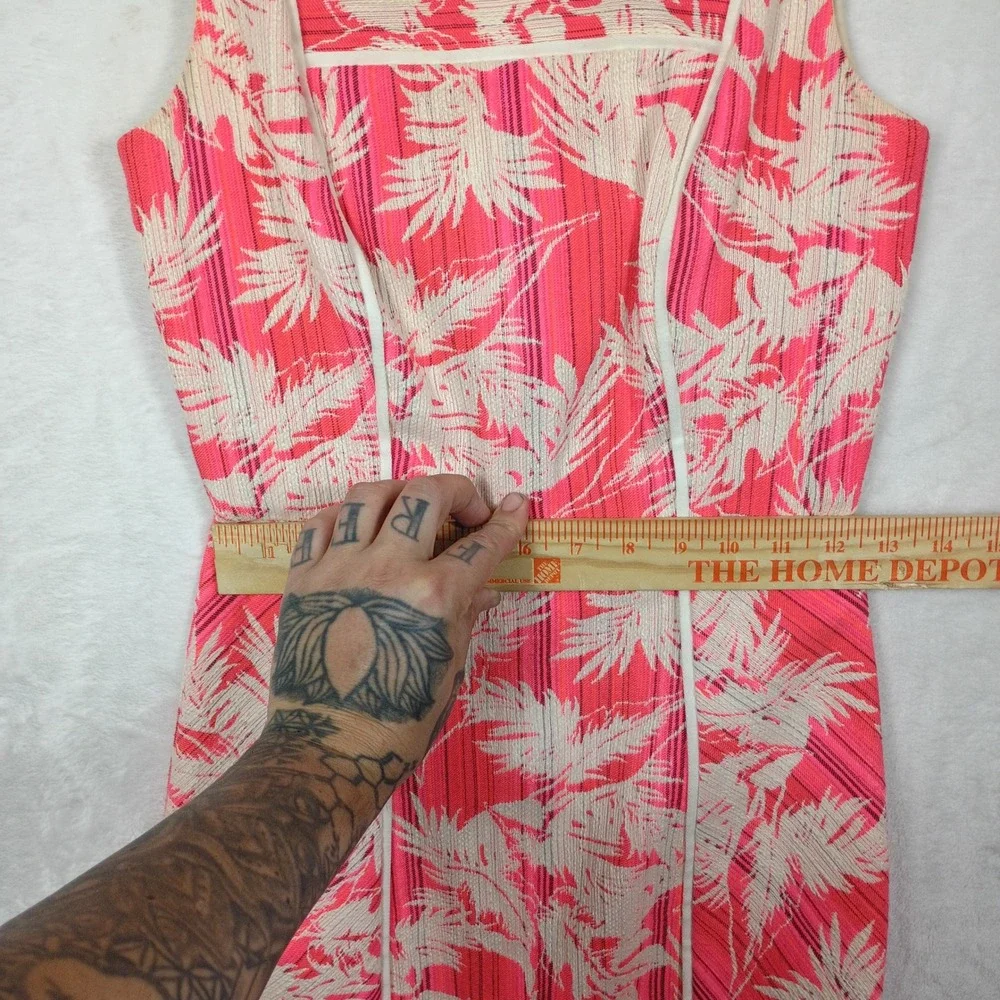 J. Crew Mini Dress Womens 00 Pink Tropical Palm Leaf Jacquard Summer Boho Preppy